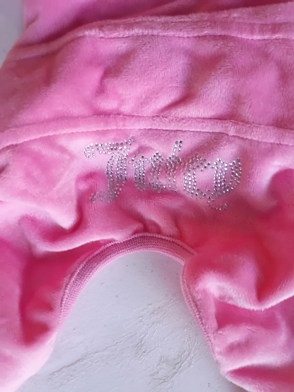 Juicy Couture Pink Velour Dog Hoodie with Rhinestone Heart